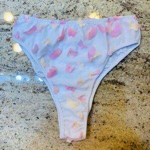 The Lumi Shop Bikini Bottoms NEW Womens Medium White 3D Pink Butterflies Fairy